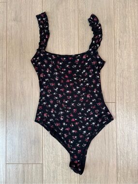 PrettyLittleThing Floral Ruffle Strap Bodysuit